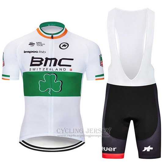 2019 Cycling Jersey BMC White Green Short Sleeve and Overalls